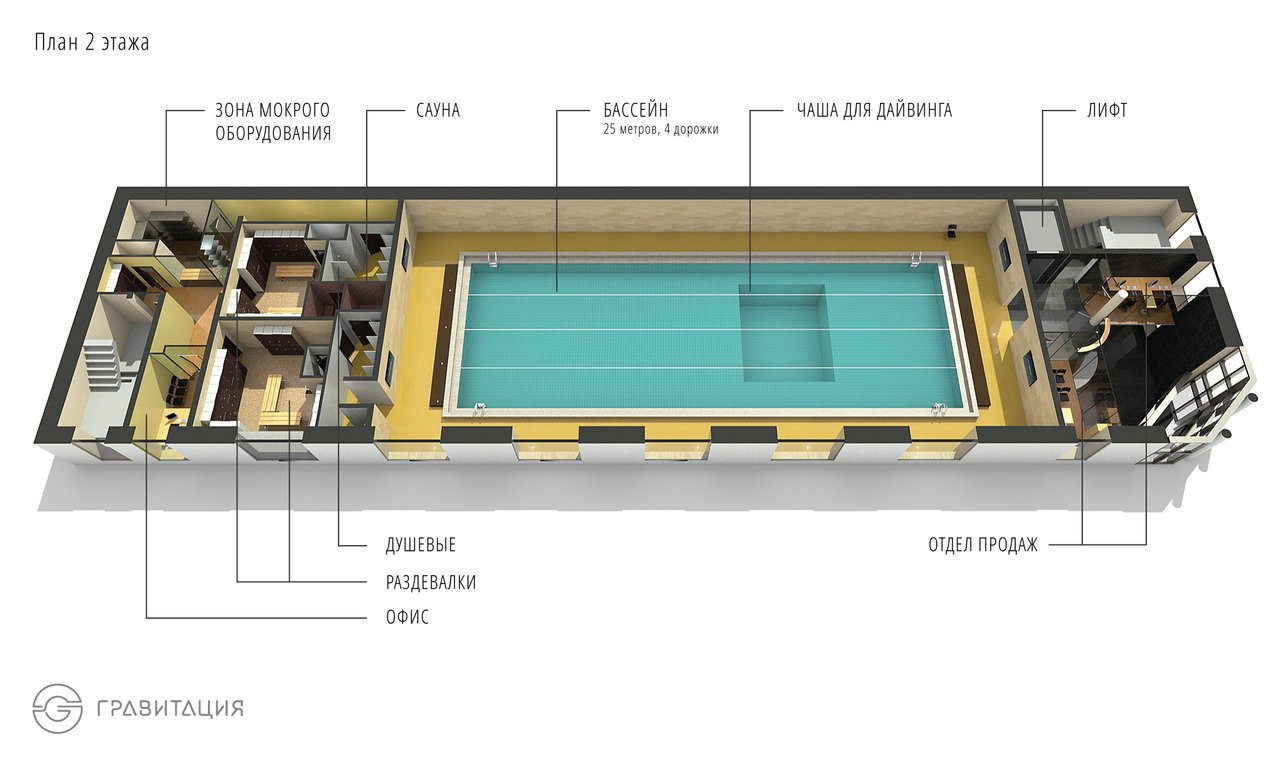 Бассейн на плане этажа