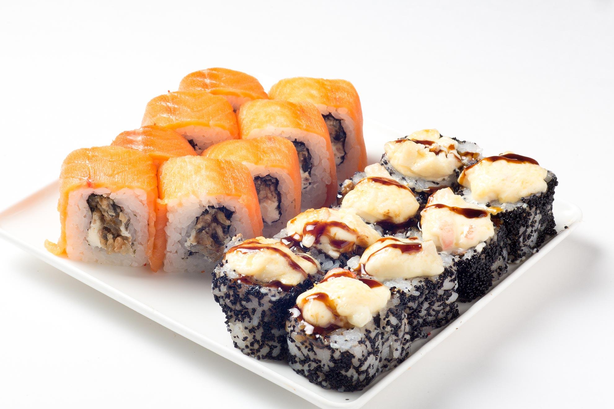 Сан суши сендо. Сяке темпура. Ролл «эби тай маки». Суши бох. Набор монако сан суши.