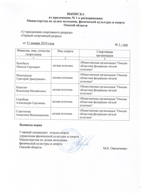 Министерство физической культуры и спорта омской области. Выписка из приказа о присвоении спортивного разряда. Приказ о присвоении разряда спортсмену.