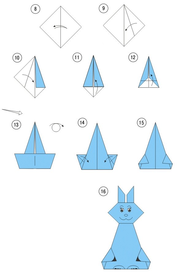 Оригами зайца для детей